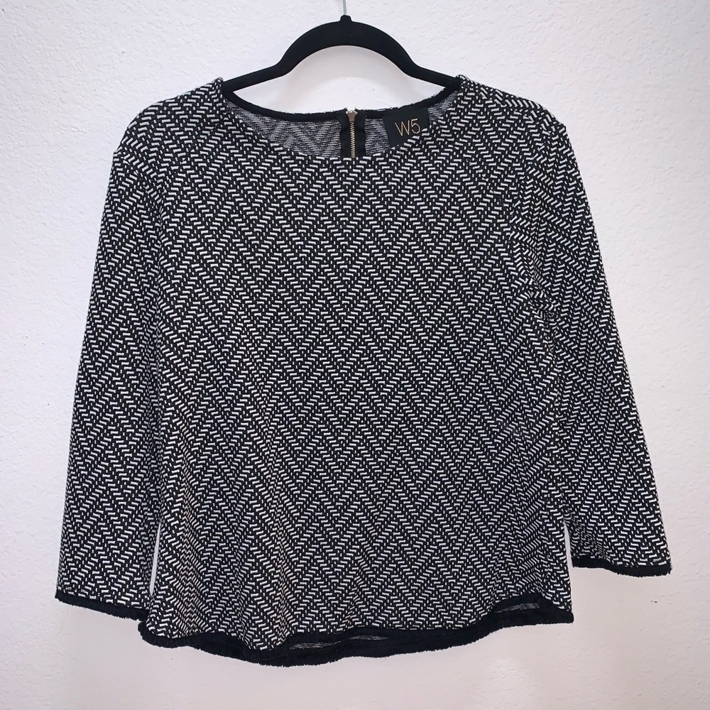 W5 Size Small Black & White Patterned Blouse